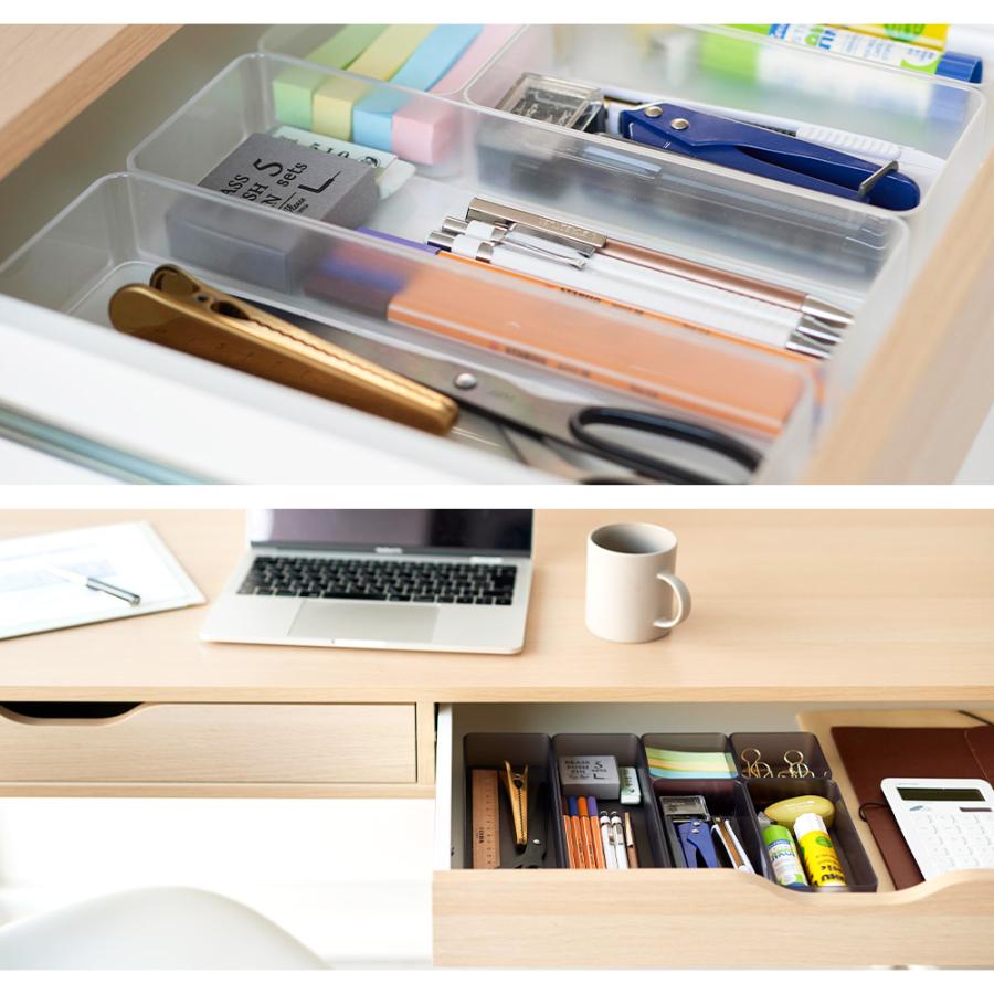 山崎実業 tower 縦横重ねられる引き出し整理収納ケース タワー L 2個組 クリアケース トレー スタッキング カトラリー 文房具 コスメ | tower | 06