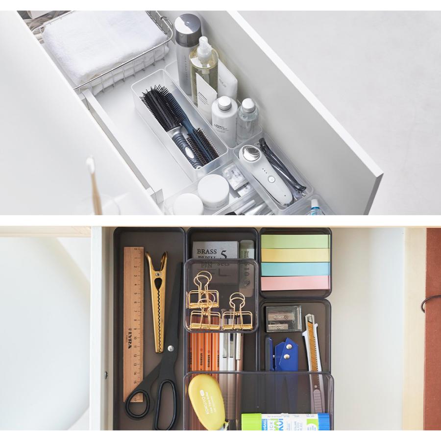 山崎実業 tower 縦横重ねられる引き出し整理収納ケース タワー 深型 2個組 クリアケース トレー スタッキング カトラリー 文房具 コスメ | tower | 06