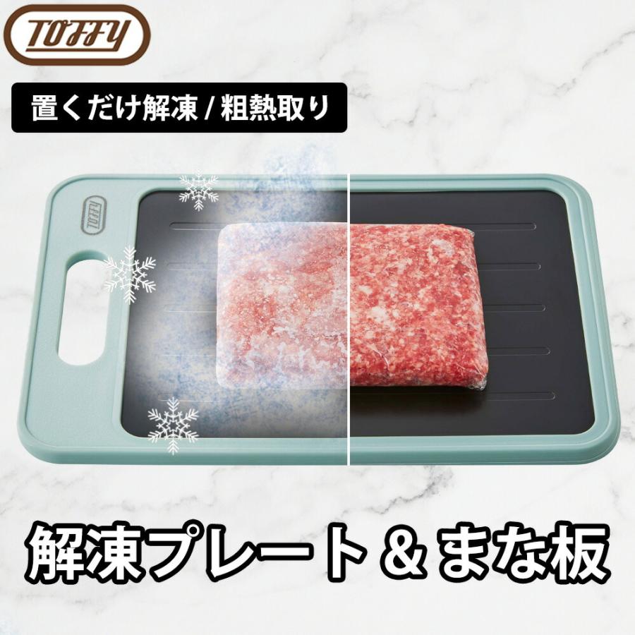 まな板 解凍プレート付きカッティングボード Toffy プレート 急速解凍 スピード解凍 粗熱 お弁当 粗熱取り 抗菌まな板 薬味おろし 魚 刺身 肉 エコ 調理器具 | Toffy