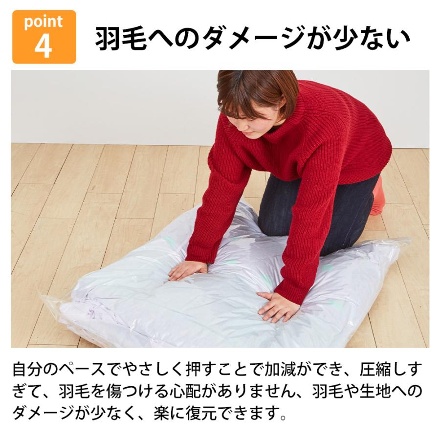布団圧縮袋 掃除機不要 衣類 90×110cm 羽毛ふとんの圧縮パック 2枚 衣替え 収納 繰り返し使用 無色透明無地 ラッキーシップ 日本製 |  | 04