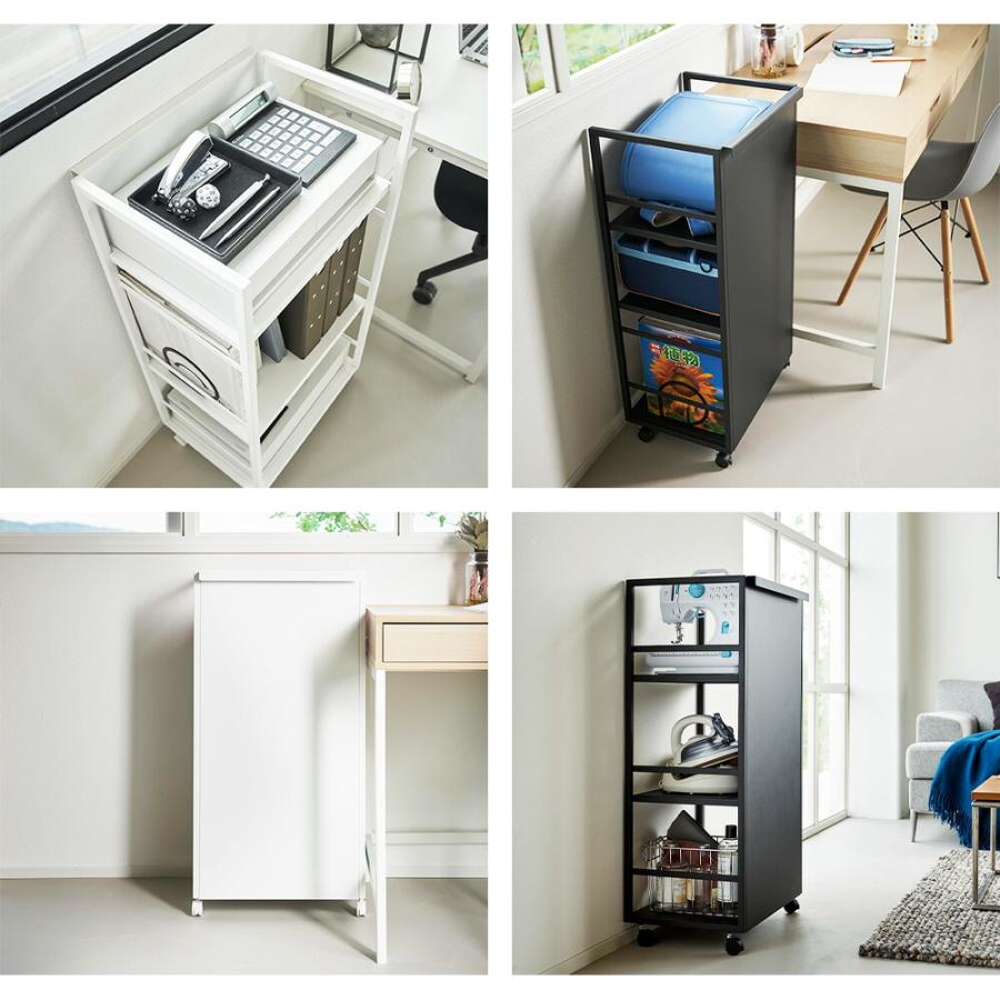 山崎実業 tower 目隠しワゴン タワー L 公式 ハンドル キャスター付き ワゴン 3段 ランドセルラック 大容量 フック付き 収納ワゴン デスク ランドセルワゴン | tower | 07