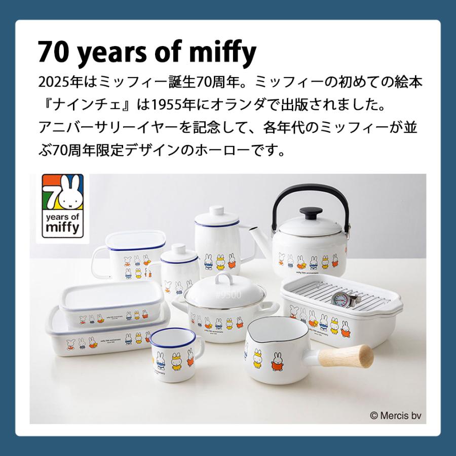 ミッフィー 70周年 浅型角容器 L サイズ miffy キッチン ブルーナ 富士ホーロー キャニスター 保存容器 ストッカー オーブン可 琺瑯 かわいい | 富士ホーロー | 01