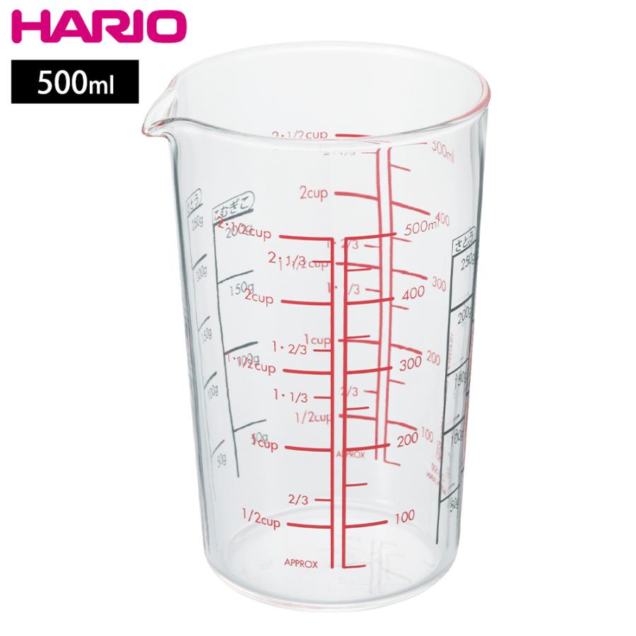 計量カップ HARIO メジャーカップ 500ml 耐熱ガラス 日本製 透明　電子レンジ対応 食洗機対応　メジャーコップ お菓子作り 目盛り メモリ | HARIO
