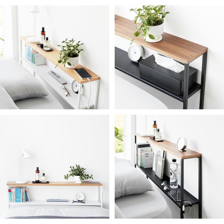 山崎実業 tower 棚板が動く後付けヘッドボード タワー 公式 コンソールテーブル スリム 白 黒 飾り棚 収納棚 オープンラック 小物置き ディスプレイ | tower | 06