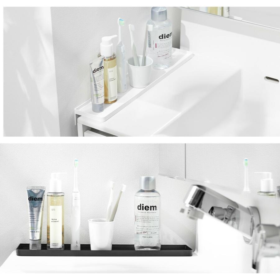 山崎実業 tower 洗面台横隙間トレー タワー 公式 洗面所横 隙間 壁 落下防止 棚 トレー 一時置き 歯ブラシ コップ 化粧品 洗面用品 小物入れ アメニティトレー | tower | 06