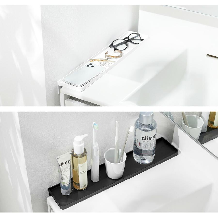 山崎実業 tower 洗面台横隙間トレー タワー 公式 洗面所横 隙間 壁 落下防止 棚 トレー 一時置き 歯ブラシ コップ 化粧品 洗面用品 小物入れ アメニティトレー | tower | 07