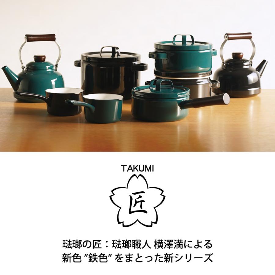 片手鍋 12cm ミルクパン ガス 直火 IH対応 匠シリーズ 0.8L 800ml 注ぎ口 食洗機対応 離乳食 味噌汁 一人暮らし 小さい 琺瑯 オーブン 引っ掛け 富士ホーロー | 富士ホーロー | 03