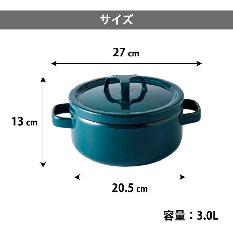 富士ホーロー 両手鍋 20cm ガス 直火 IH対応 匠シリーズ 3.0L 3L 蓋