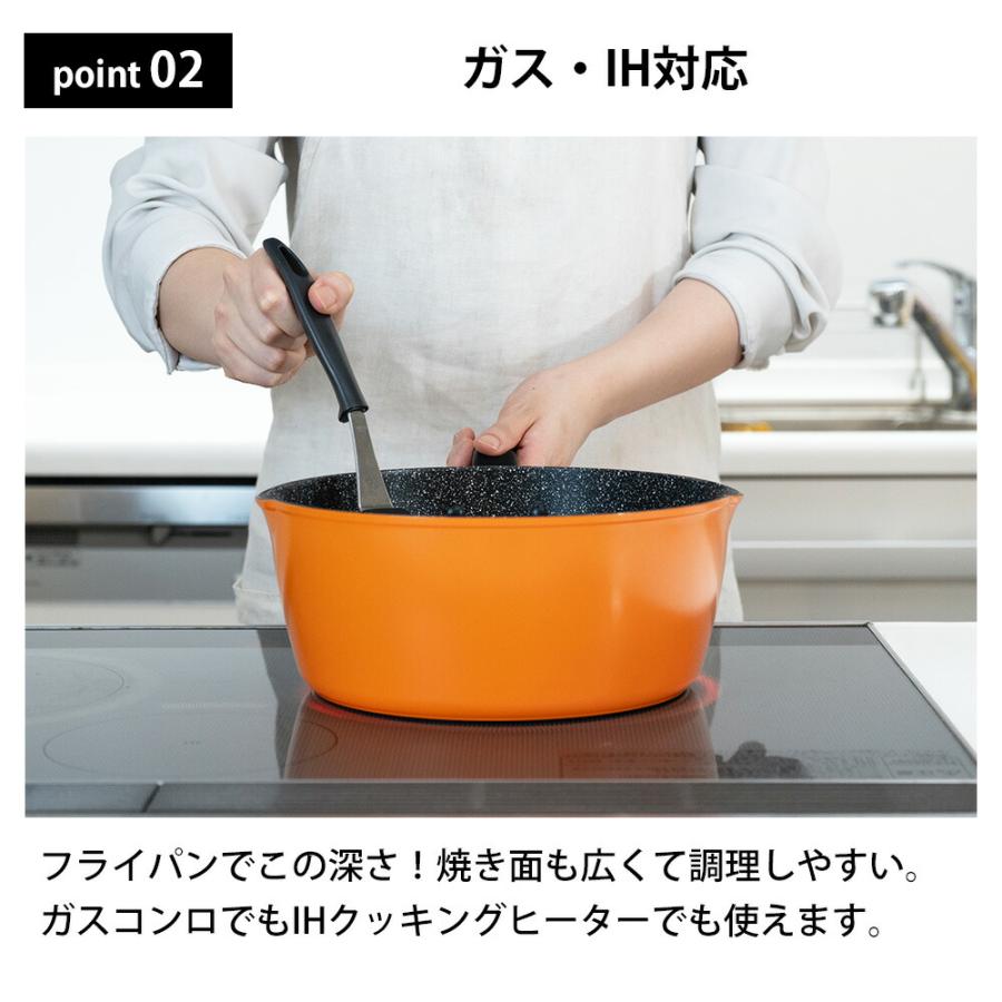 フライパン 深型 20cm 22cm 24cm 26cm ガス IH対応 深い 茹でる 揚げる 煮る 煮物 揚げ鍋 焦げない フッ素加工 注ぎ口 深め マルチパン ギガフッカ 和平フレイズ | 和平フレイズ | 02