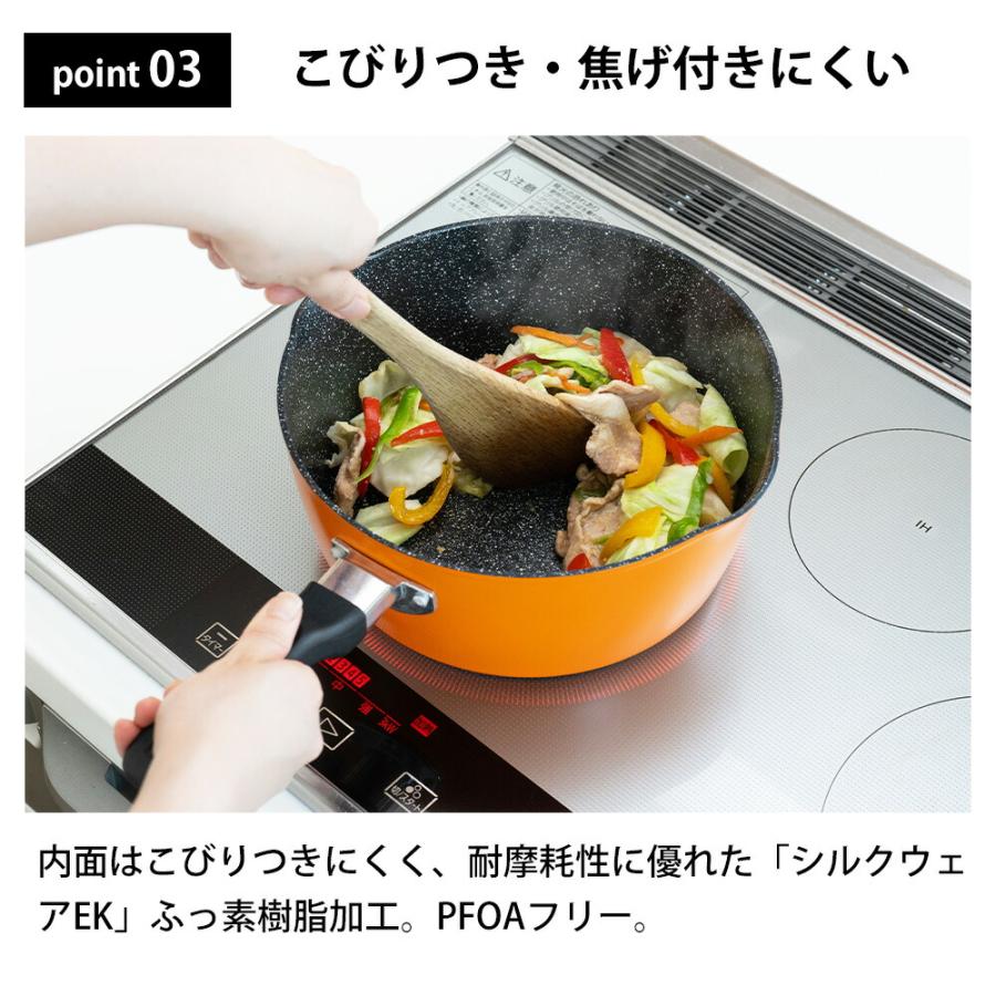 フライパン 深型 20cm 22cm 24cm 26cm ガス IH対応 深い 茹でる 揚げる 煮る 煮物 揚げ鍋 焦げない フッ素加工 注ぎ口 深め マルチパン ギガフッカ 和平フレイズ | 和平フレイズ | 03