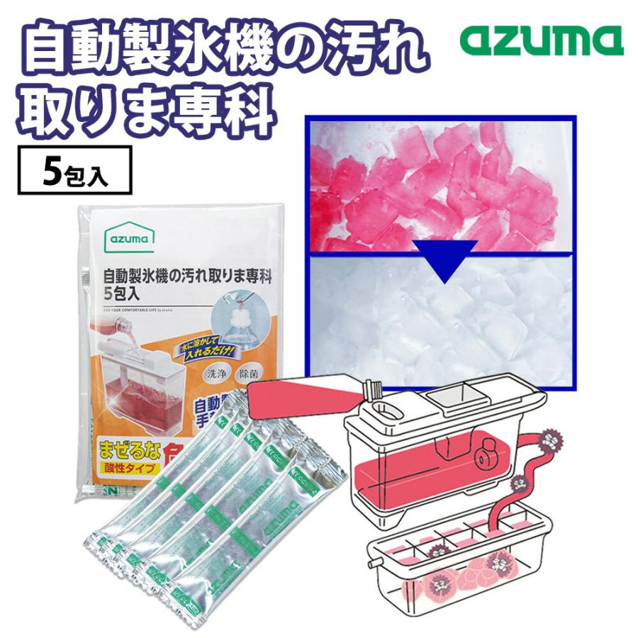 近隣地域無料配送★水洗い清掃済み★東芝★自動製氷機能付き5ドア冷凍冷蔵庫 アズマ工業 自動製氷機の汚れ取りま専科 5包入 10g 洗浄液を入れるだけ