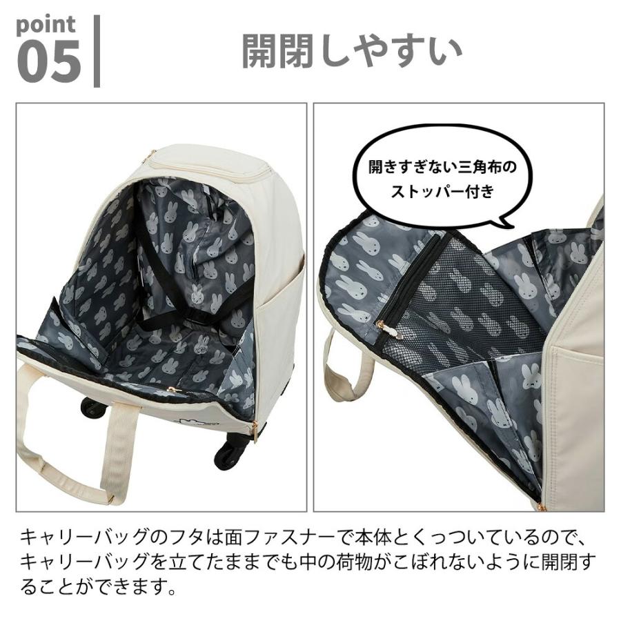 ミッフィー ソフトキャリーケース バッグ miffy 23L 2kg 旅行 シングルキャスター 軽量 機内持込 お買い物カート ショッピング スーツケース 小型 出張 シフレ | Siffler | 07