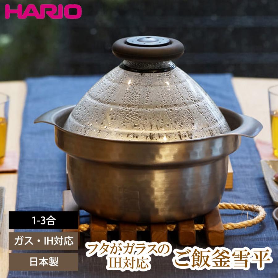 HARIO（ハリオ） ご飯鍋 フタがガラスのIH対応ご飯窯雪平 直火 ガス火