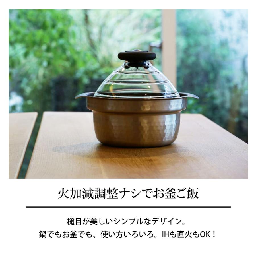 HARIO（ハリオ） ご飯鍋 フタがガラスのIH対応ご飯窯雪平 直火 ガス火
