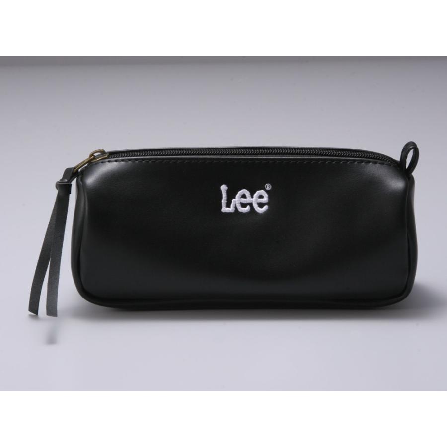 Lee（リー） ペンケース 筆箱 合皮 フェイクレザー 大容量 黒