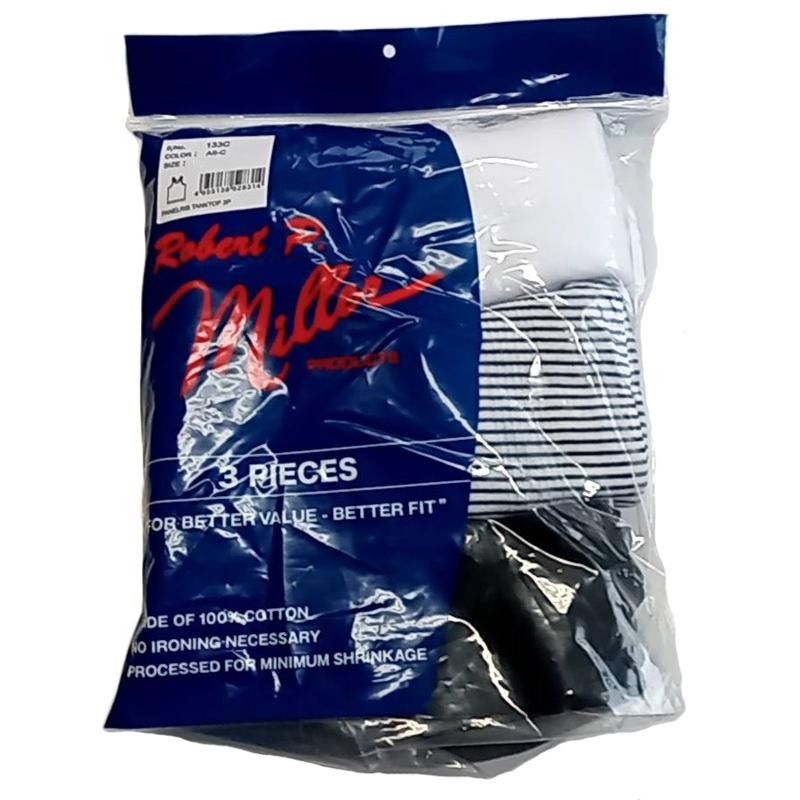 Robert P.Miller ミラー メンズ 3PACKS タンクトップ【3枚組セット】 パネルリブ 無地 ボーダー コットン 綿 アンダーウェア インナー 133C 爆買 | Robert P. Miller | 03