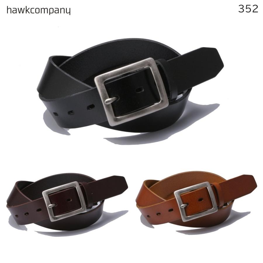 Hawk Company ホークカンパニー 35mm レザーベルト 本革 ニッケルバックル スクエア 四角い バックル メンズ レディース 男女兼用 サイズ調整可 352 | Hawk Company