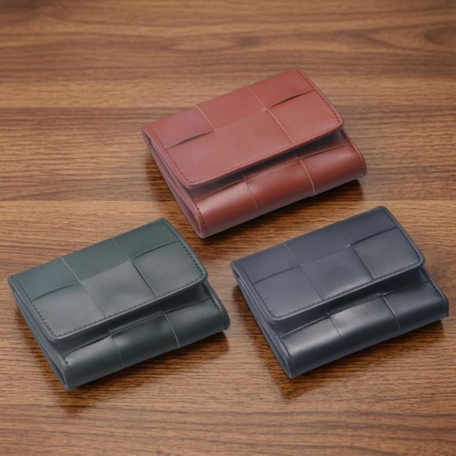 Hawk Company ホークカンパニー 二つ折り財布 イントレチャート 編み込み 小銭入れ 牛革 ヤギ革  財布 メンズ レディース 薄い  ミニ財布 7259 | Hawk Company | 08