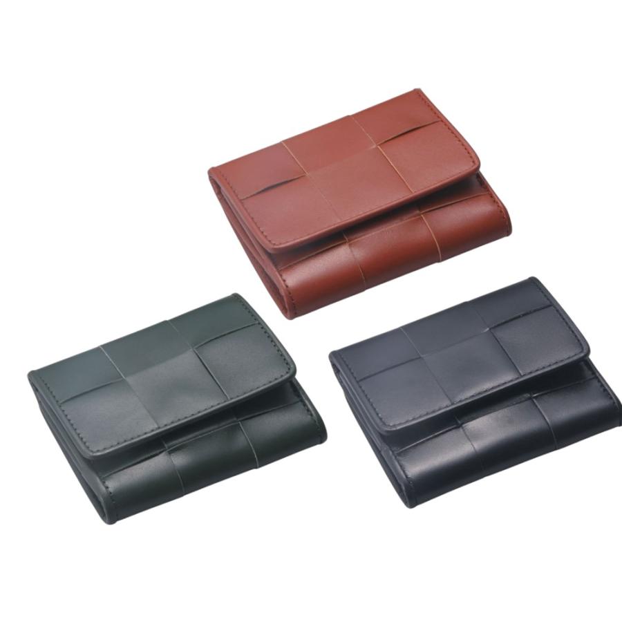 Hawk Company ホークカンパニー 二つ折り財布 イントレチャート 編み込み 小銭入れ 牛革 ヤギ革  財布 メンズ レディース 薄い  ミニ財布 7259 | Hawk Company | 12