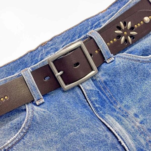 爆買 フラワースタッズ ギャリソンベルト 40mm 本革 レザーベルト 牛革