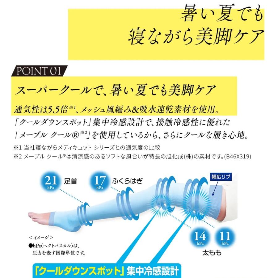寝ながらメディキュット スーパークール フルレッグ 冷感 着圧 加圧 靴下 ソックス スリム 美脚ケア 春夏 オールシーズン 寝るとき 日本製 Mサイズ Lサイズ | レキットベンキーザー・ジャパン | 03