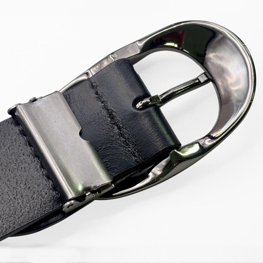 40mm グラデーション レザーベルト ブラックニッケル ラウンド