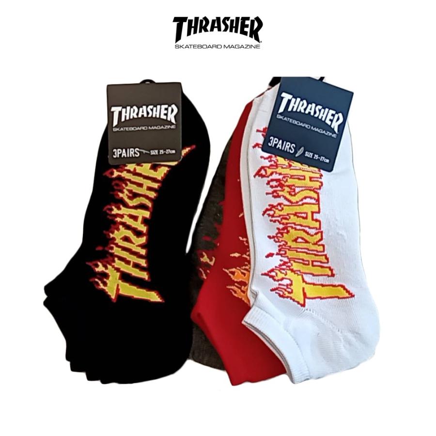 THRASHER スラッシャー メンズ ソックス アンクル 3足セット コットン 