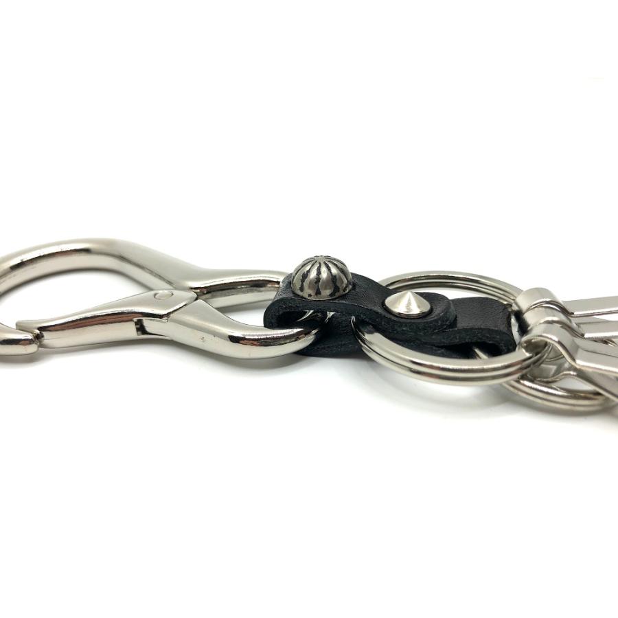 TE@M 栃木レザー キーホルダー カラビナ バイク 車 本革 牛革 3連 フック スタッズ 日本製 メンズ レディース 当店別注オリジナル TM-KEY-1 |  | 12