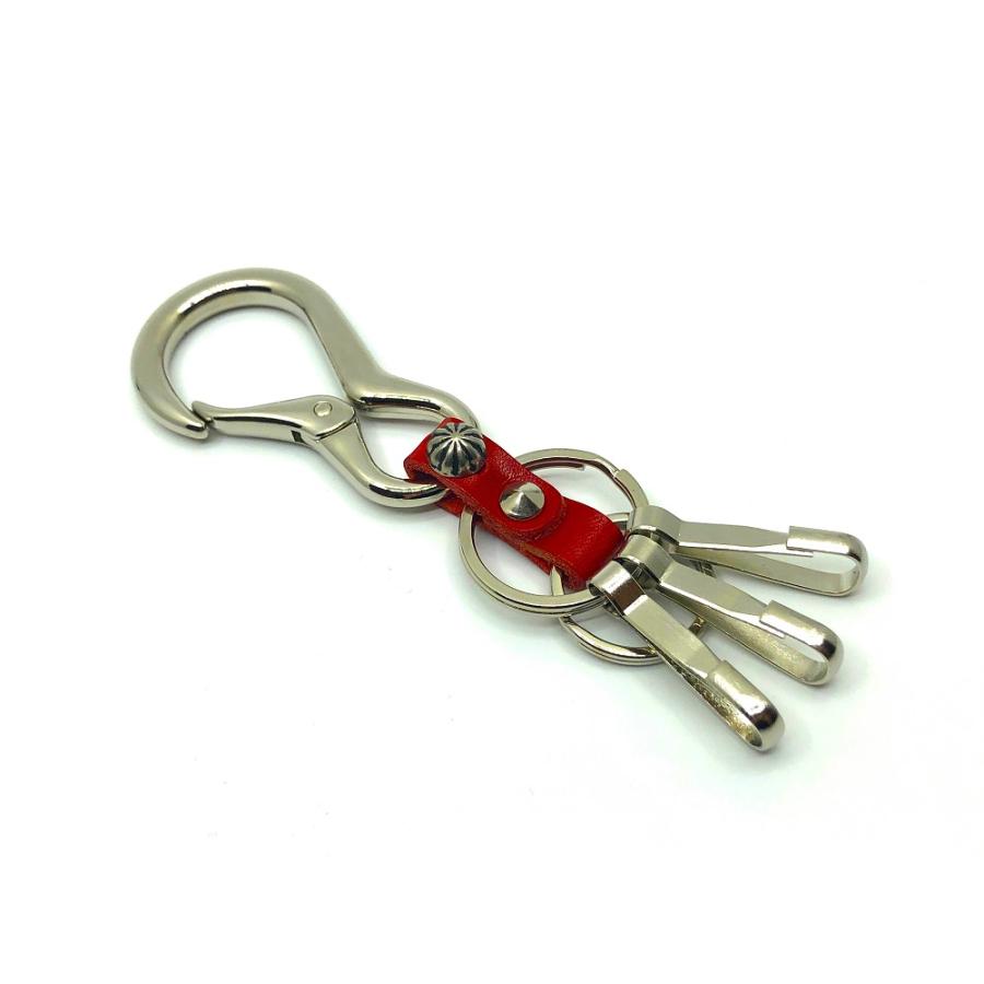 TE@M 栃木レザー キーホルダー カラビナ バイク 車 本革 牛革 3連 フック スタッズ 日本製 メンズ レディース 当店別注オリジナル TM-KEY-1 |  | 14