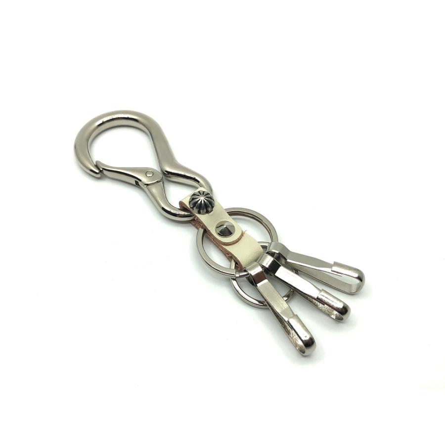 TE@M 栃木レザー キーホルダー カラビナ バイク 車 本革 牛革 3連 フック スタッズ 日本製 メンズ レディース 当店別注オリジナル TM-KEY-1 |  | 19