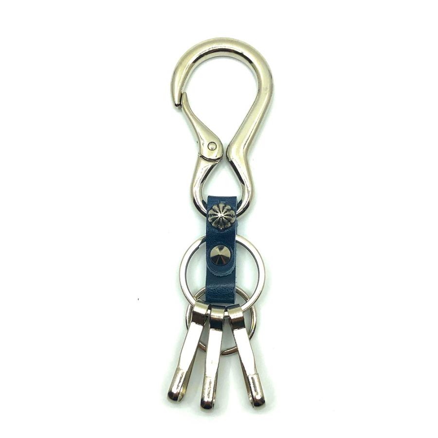 TE@M 栃木レザー キーホルダー カラビナ バイク 車 本革 牛革 3連 フック スタッズ 日本製 メンズ レディース 当店別注オリジナル TM-KEY-1 |  | 04