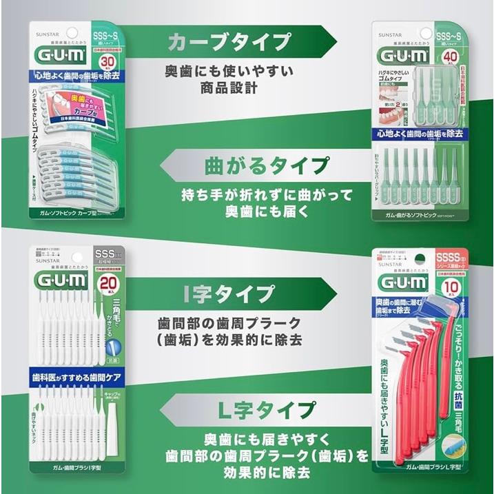 ガム 歯間ブラシ I字型 20P 超極細 SSS × 5個 G.U.M GUM : 生活雑貨