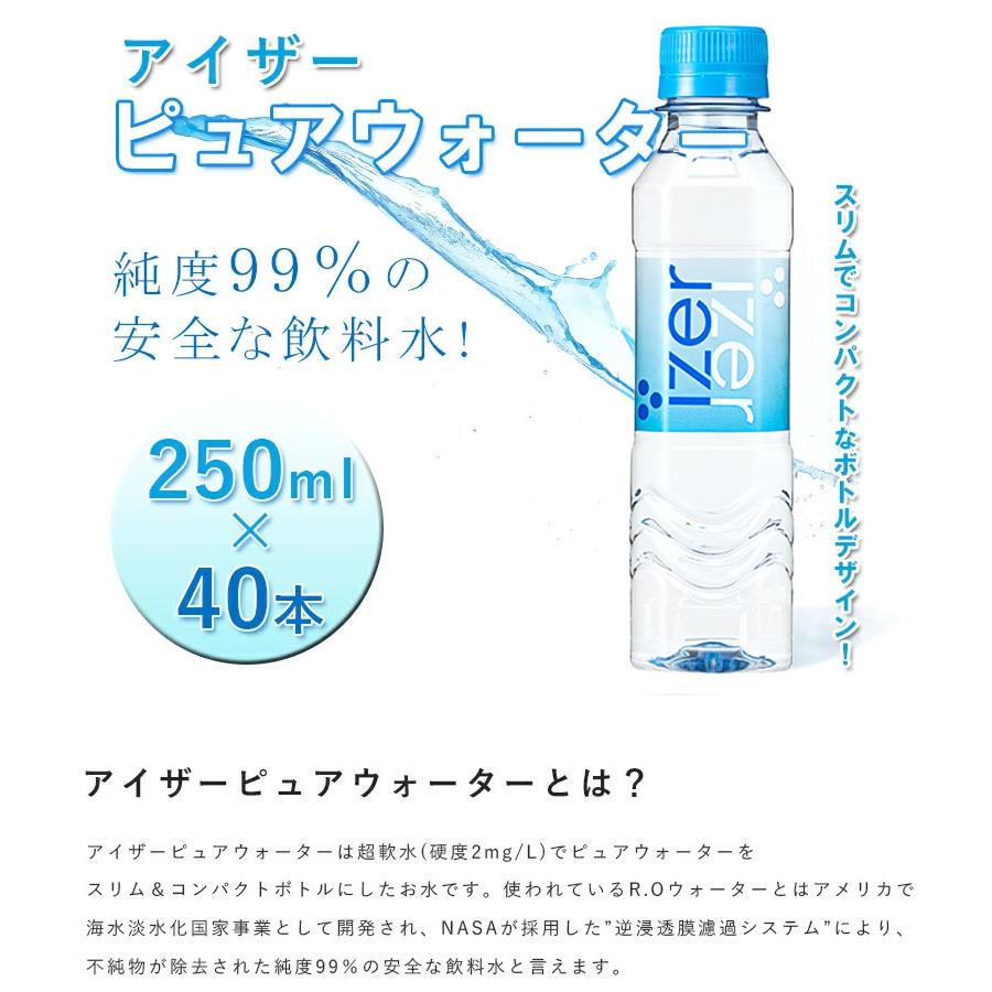 アイザー ピュアウォーター 250ml×40本セット 超軟水 飲料水 純水