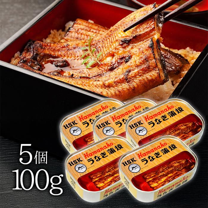 浜名湖食品 うなぎ蒲焼缶詰 100g(固形量90g)×5個セット 国産