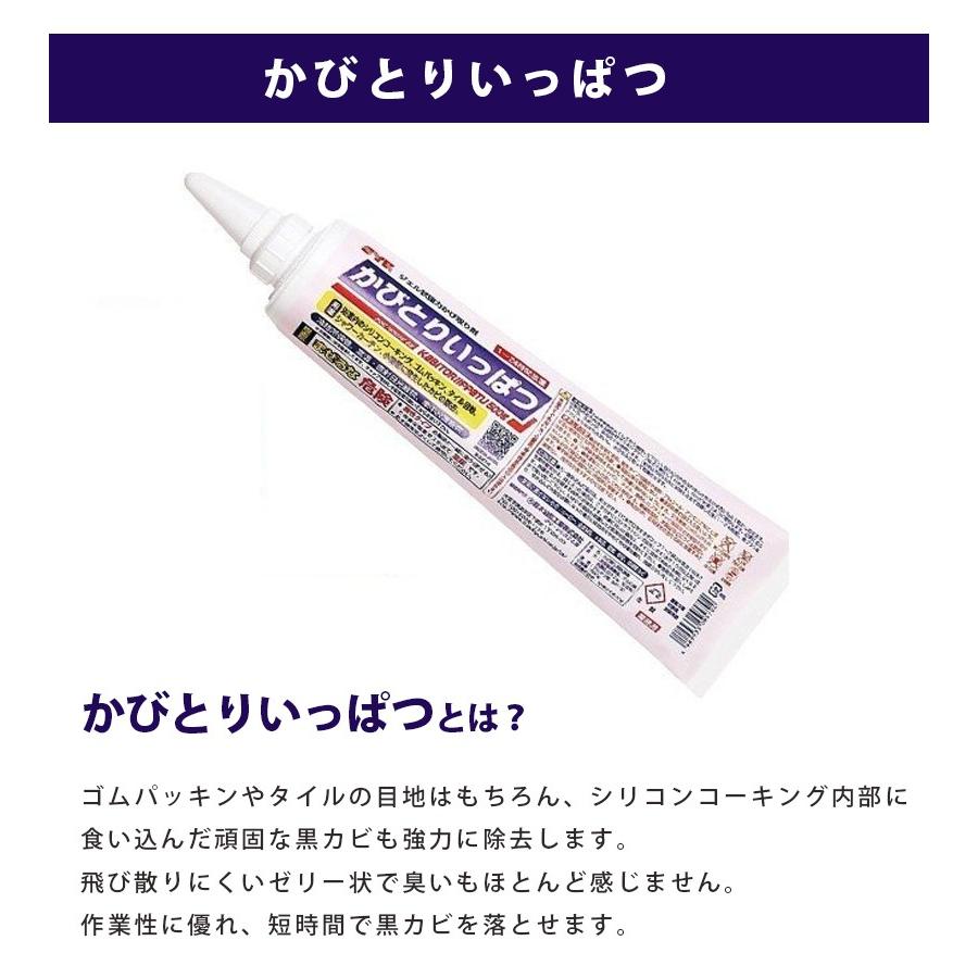 カビ取りジェル かびとりいっぱつ お風呂 カビとり剤 500g 風呂掃除 洗剤 ゴム タイル 強力 業務用 カビ落とし 除去 クリーナー 鈴木油脂工業 カビ取り一発｜select-mofu-y｜02