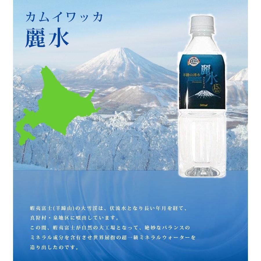 保存水 ミネラルウォーター カムイワッカ麗水 15年保存可能 500ml&times;24本セット ペットボトル 防災グッズ 備蓄用 水 災害用 飲料水 長期保存水 軟水