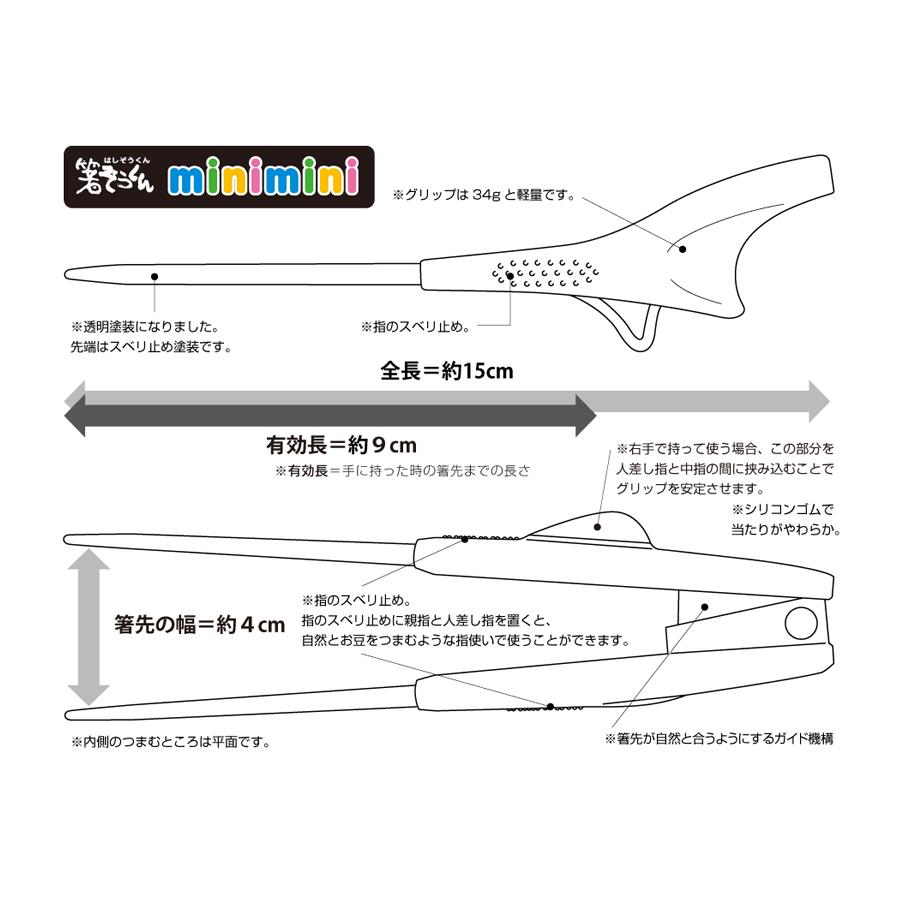 箸ぞうくん MiniMini 右手用 全2色 子供用 3-5才 日本製 ハシ練習用 食