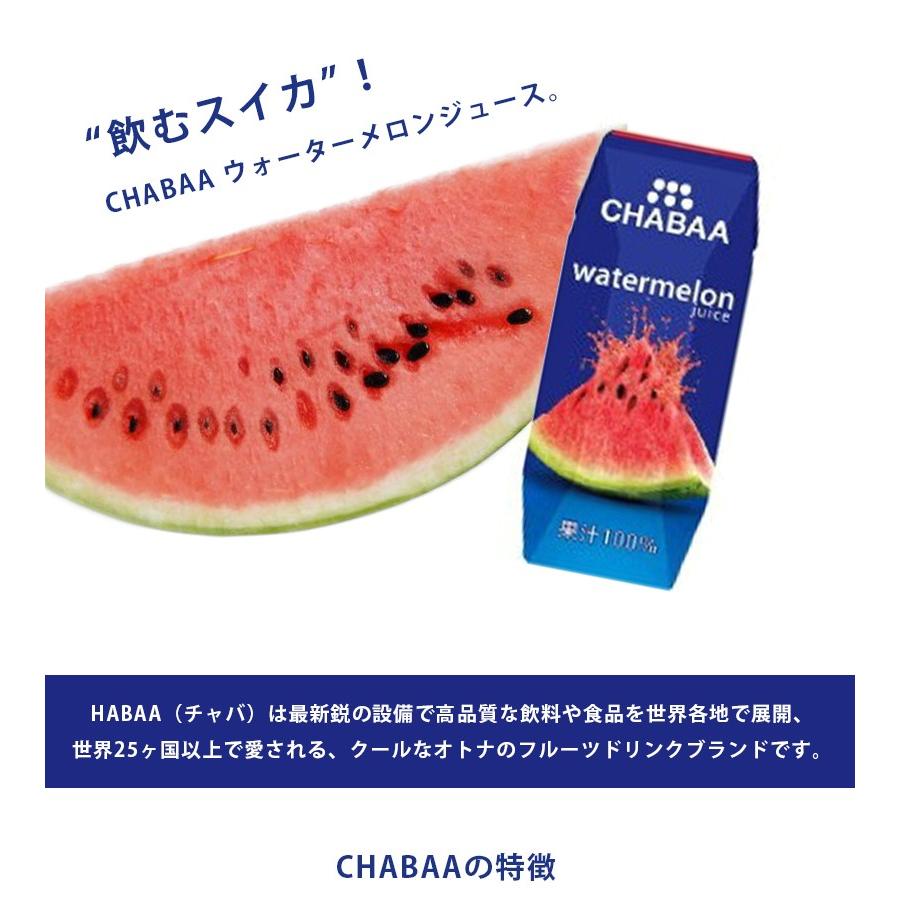 CHABAA ウォーターメロン 果汁100％スイカジュース 180ml×6本セット 砂糖不使用 紙パック チャバ ギフト｜select-mofu-y｜02