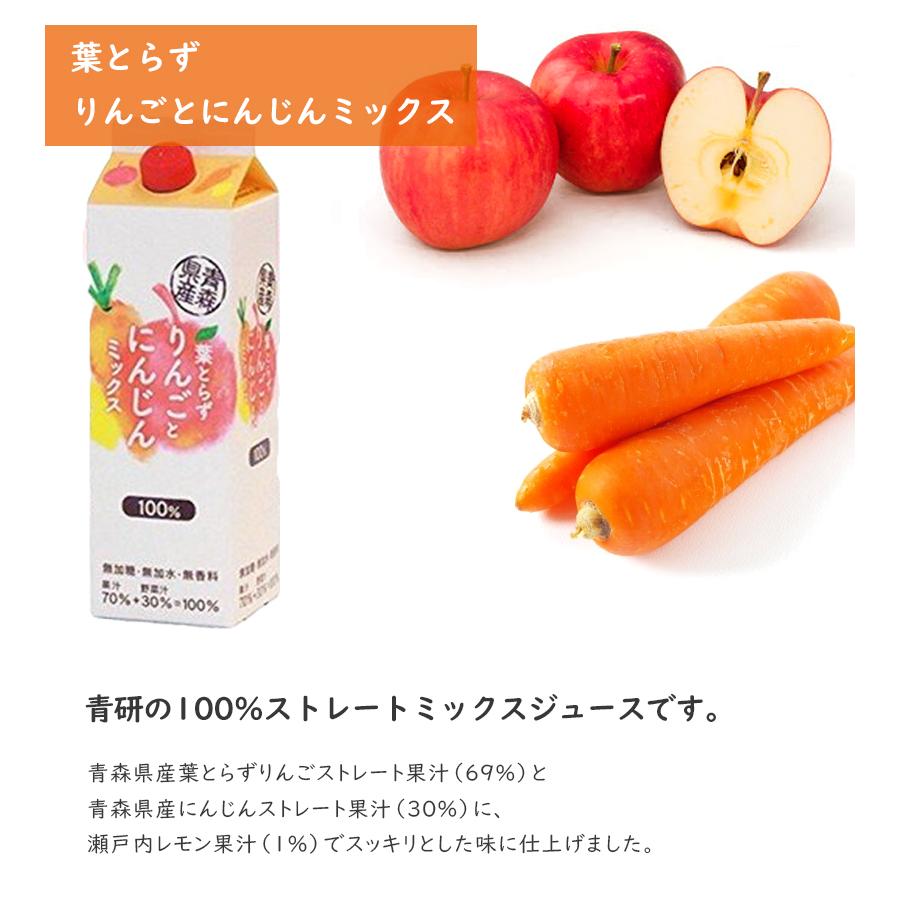 青研 葉とらずりんごとにんじんミックスジュース 1000ml×6本セット 国産 ストレート野菜ジュース ギフト｜select-mofu-y｜02