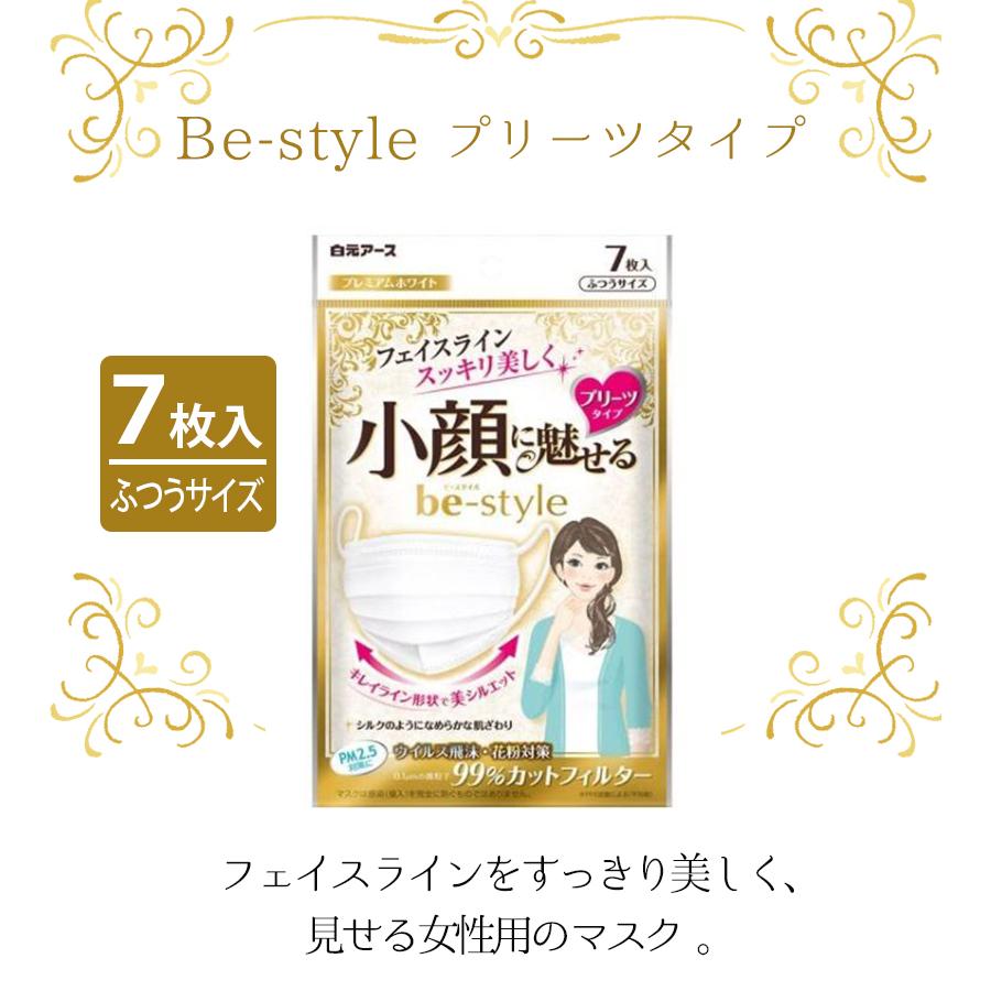 白元アース ビースタイル 立体 不織布マスク プリーツタイプ ふつう