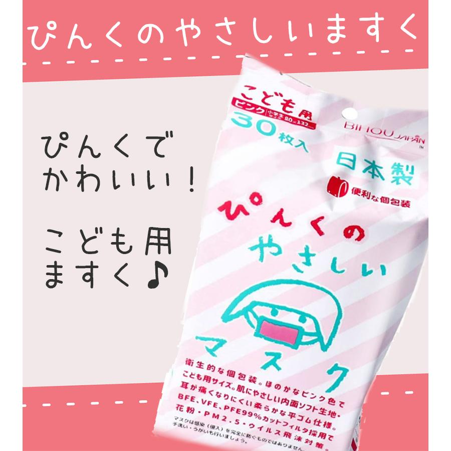 使い捨て 不織布マスク 子供 ビホウ ピンク マスク こども ぴんくの