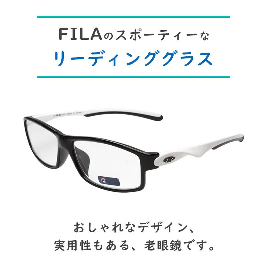 老眼鏡 おしゃれ メンズ レディース FILA リーディンググラス SF3000R-10 ブラックホワイト 選べる度数 遠視 女性 男性 かっこいい ギフト｜select-mofu-y｜02