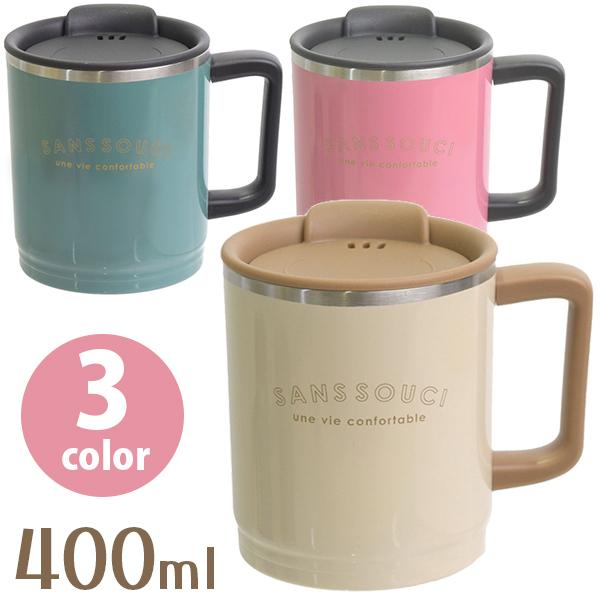 サブヒロモリ チルタイム ステンレス サーモマグカップ 400ml 全3色 保冷 保温 蓋付き コップ おしゃれ ギフト コーヒーカップ かわいい 取っ手 タンブラー 驚きの値段で