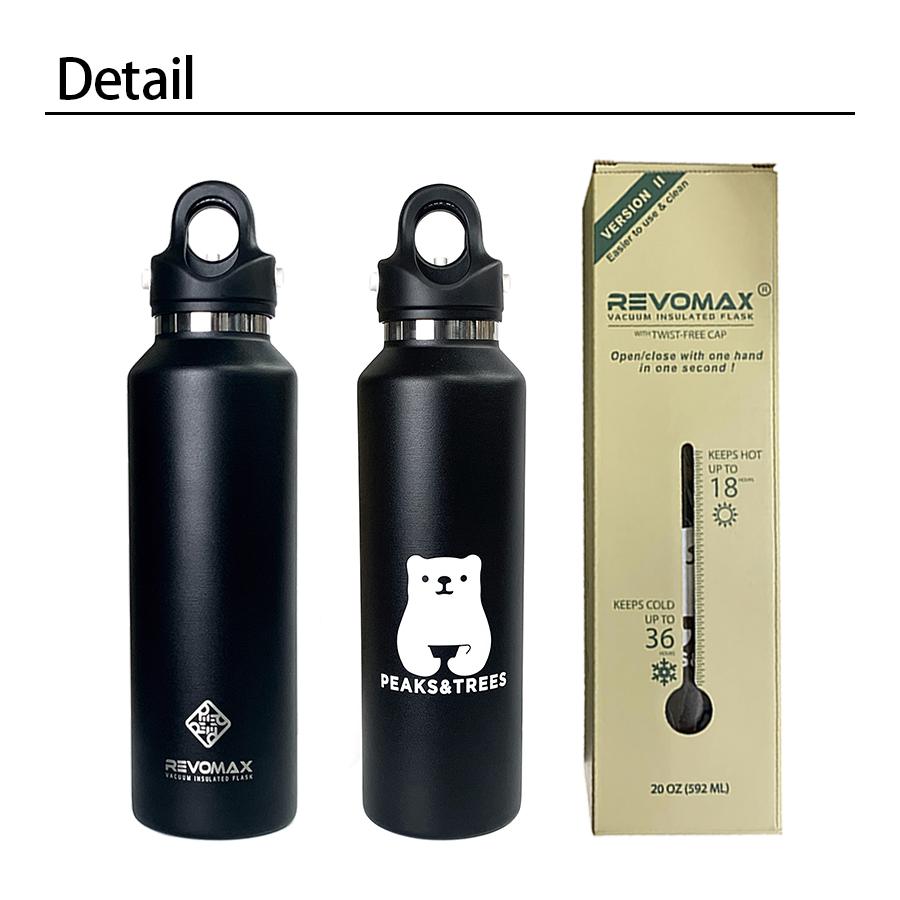 水筒 ワンタッチ マグボトル おしゃれ Revomax2 ブラック 容量592ml ステンレスボトル 保冷 保温 炭酸対応 マイボトル 直飲み ビール 持ち歩き キャンプ U ライフスタイル 生活雑貨のmofu 通販 Yahoo ショッピング