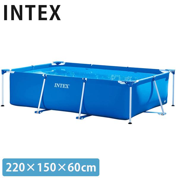 家庭用プール 大型 インテックス intex プール レクタングラフレームプール 220x150x60cm 長方形 組み立て式 大きい 子供 大人 キッズ 家族 ファミリー 水遊び