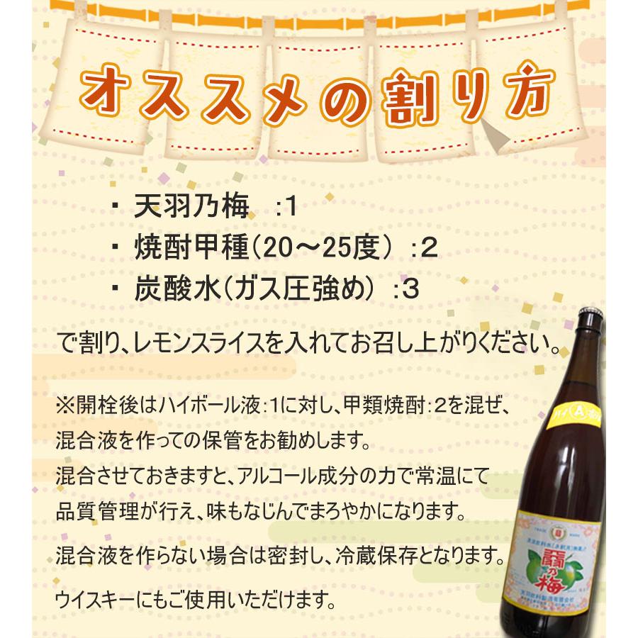 梅シロップ 天羽の梅 赤ラベル ハイボールの元 焼酎用 1800ml 無果汁