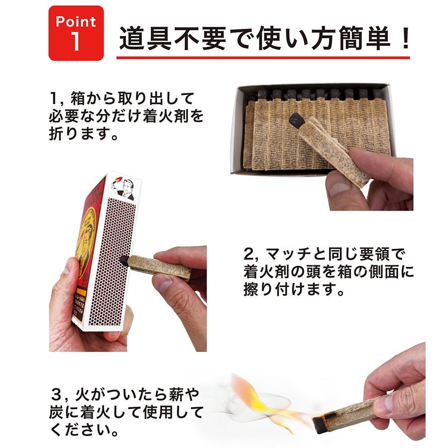 PEAKS＆TREES マッチ型 着火剤 キャンプ用品 20個入×3箱セット