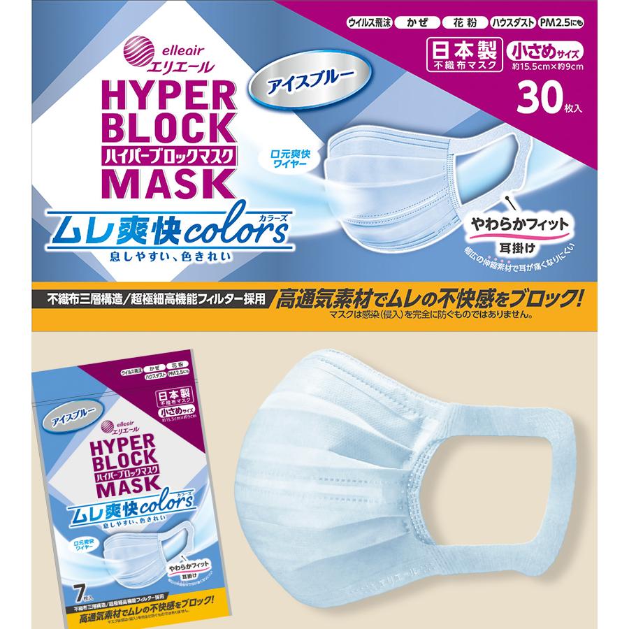 ラッキー3【ハイパーマスク】ムレ爽快アイスブルーふつう30枚入×24箱 エリエール Zuttoムレ爽快 アイスブルー ふつう30枚