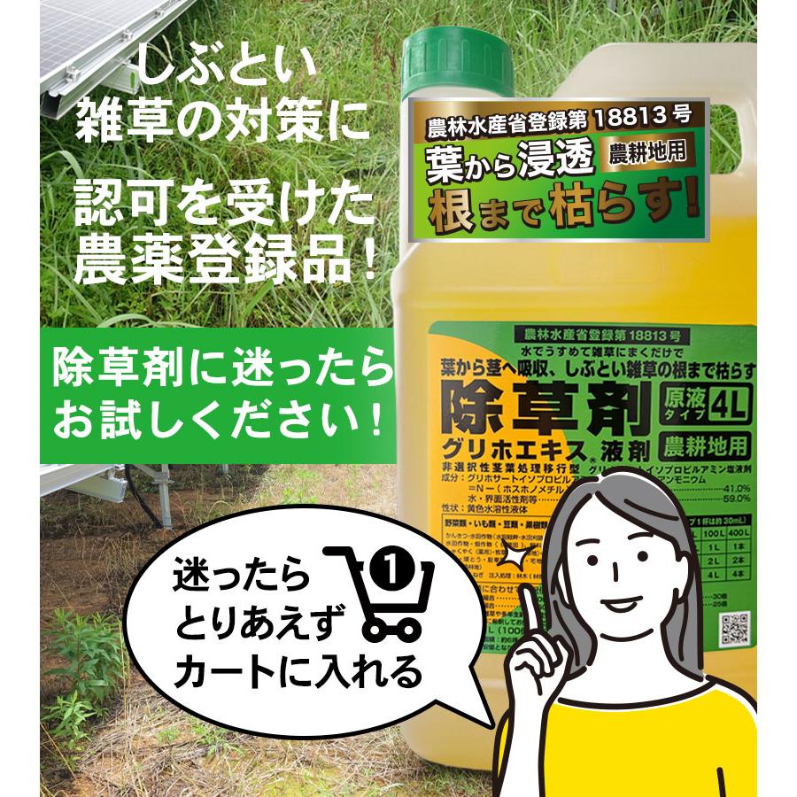 グリホエキス 除草剤 原液 液体タイプ 41％ 4L 農耕地用 畑に使える