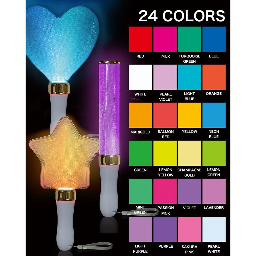 ペンライト ヘッド 3種セット ハート 星型 筒 コンサート カラチェン